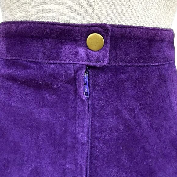 Rock Creek Suede Leather Boho Western Purple Skirt Size 12 Vintage - Picture 7 of 10